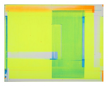 Farbklang VII, Bild mit grün gelb und blau, Acryl Bleistift LWD,  Marius D. Kettler  2019